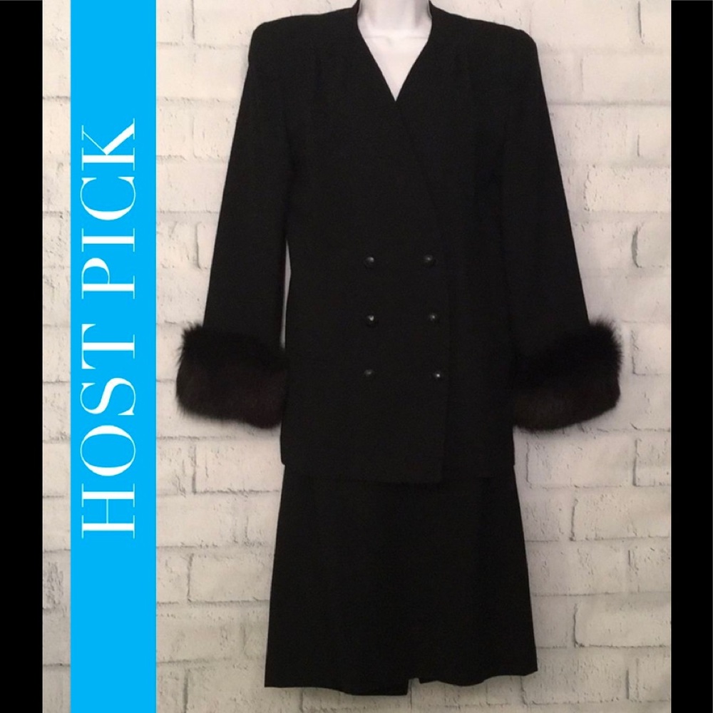 🎉🎉Host Pick🎉🎉Oleg Cassini fur trimmed suit